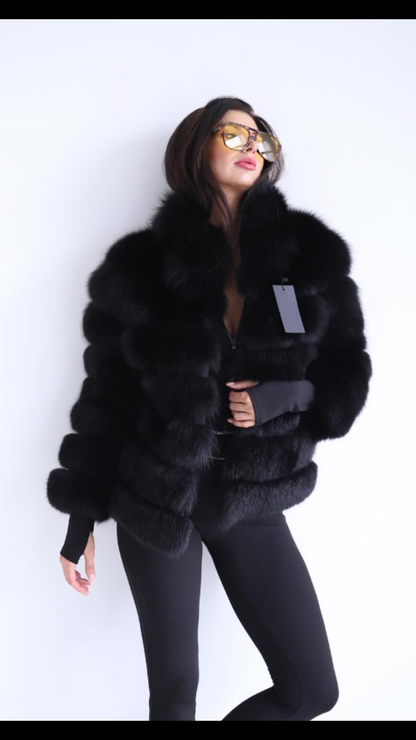 Saga Black Fox Fur Coat