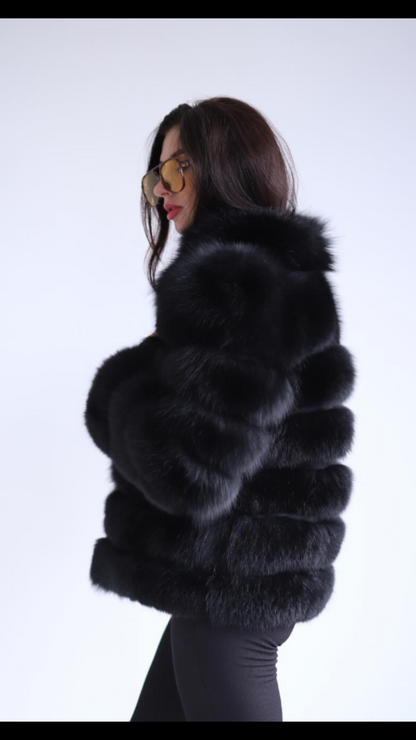 Saga Black Fox Fur Coat