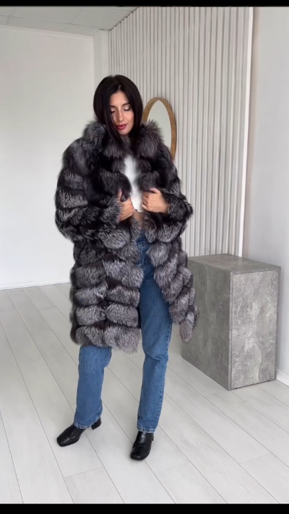 Saga Silver Fox Fur Long Coat