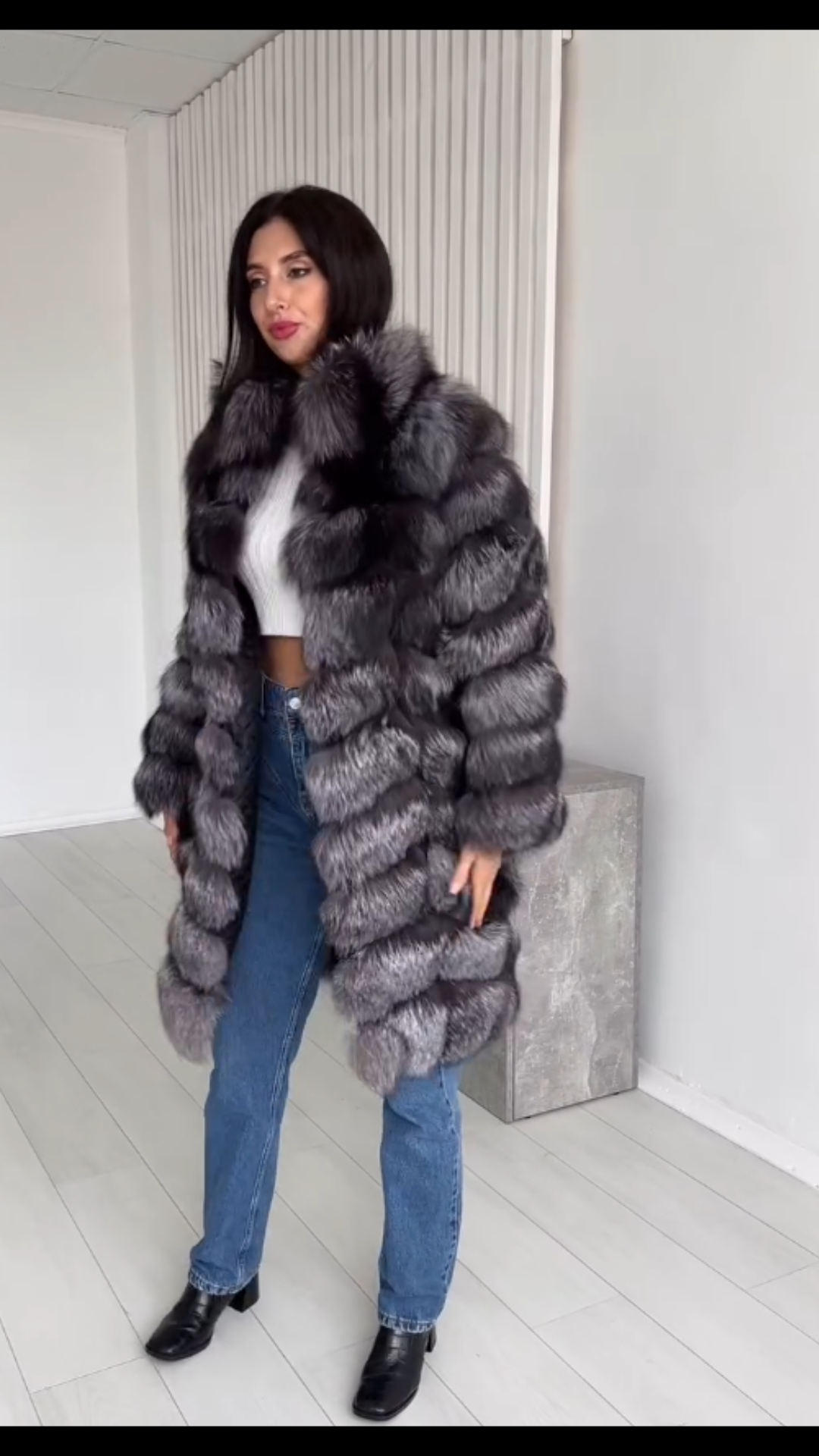 Saga Silver Fox Fur Long Coat