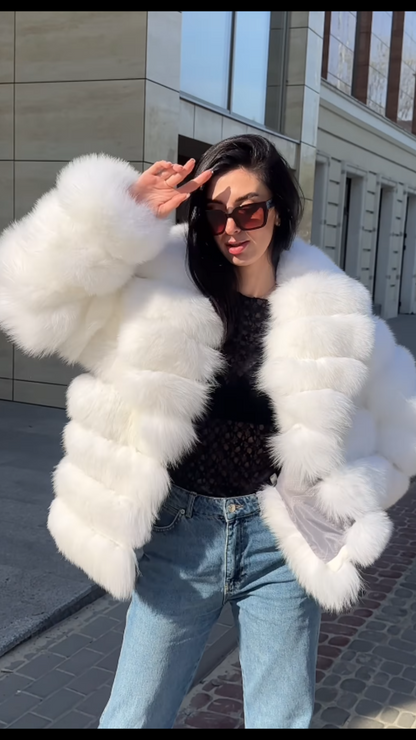 Saga White Fox Fur Coat