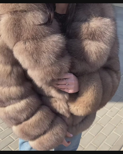 Saga Beige Fox Fur Coat