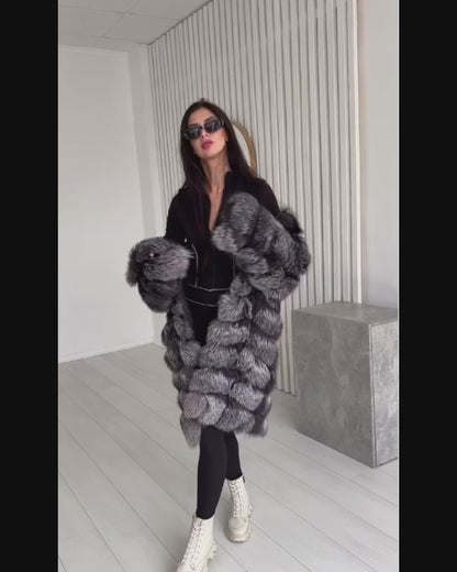 Saga Silver Fox Fur Long Coat