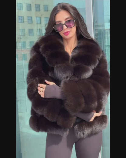 Saga Brown Fox Fur Coat